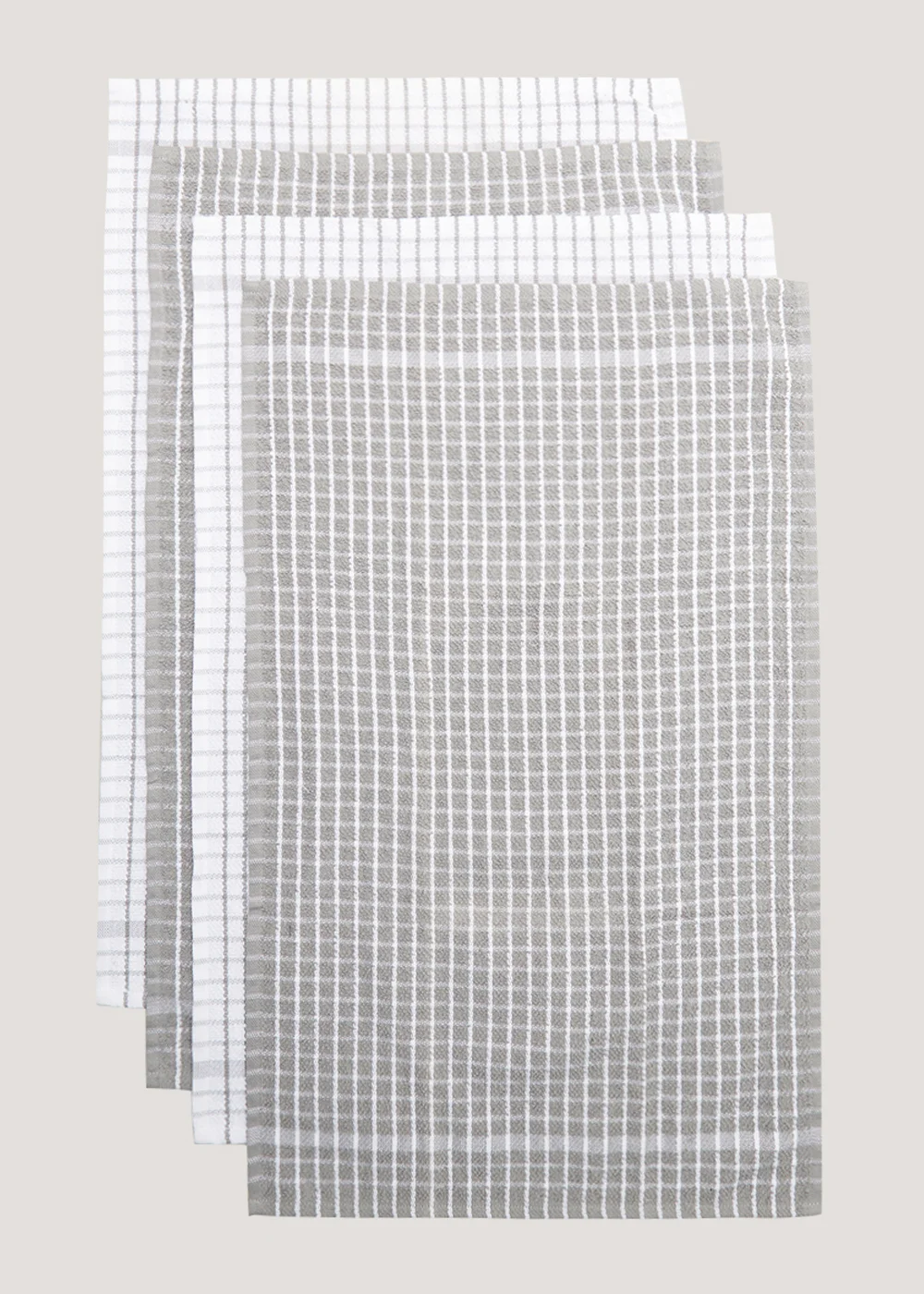 4 Pack Grey Check Terry Tea Towels Image 1