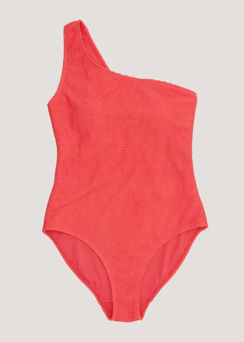Coral Crinkle One Shoulder Swimsuit - 6 Image 4