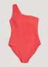 Coral Crinkle One Shoulder Swimsuit - 6 Image 4