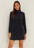 Black Star Foil Mini Plisse Dress - 8 Image 1