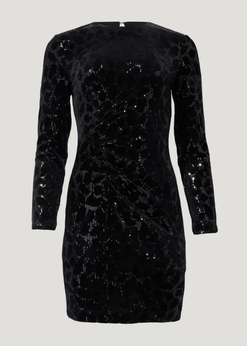 Be Beau Black Leopard Print Sequin Jersey Dress - 6 Image 2