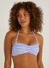 Blue & White Stripe Bandeau Bikini Top - Size 8 Image 1