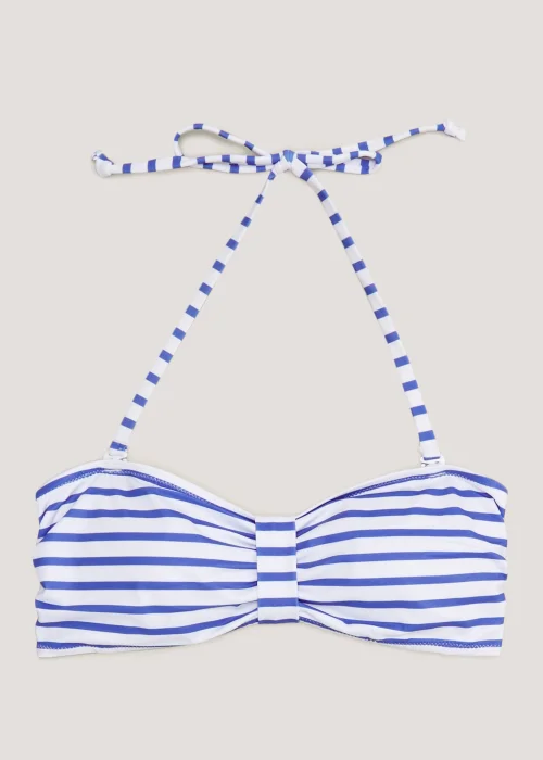 Blue & White Stripe Bandeau Bikini Top - Size 8 Image 3
