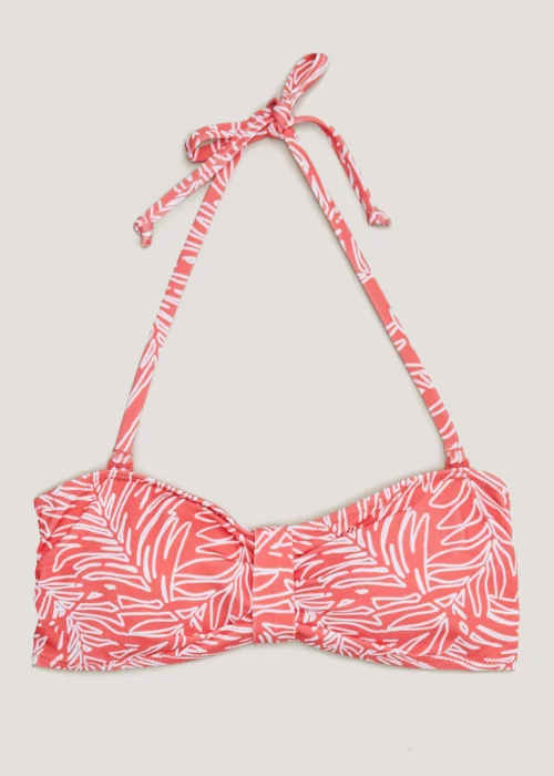 Coral Leaf Bandeau Bikini Top - Size 8 Image 3