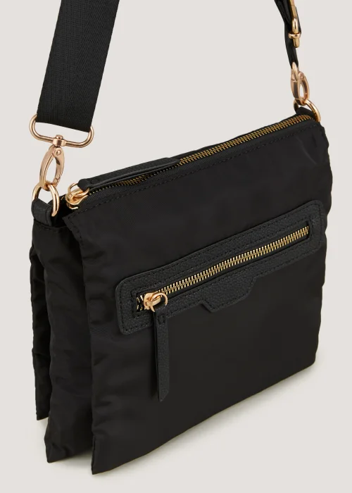 Black Nylon Messenger Crossbody Bag - One Size Image 2