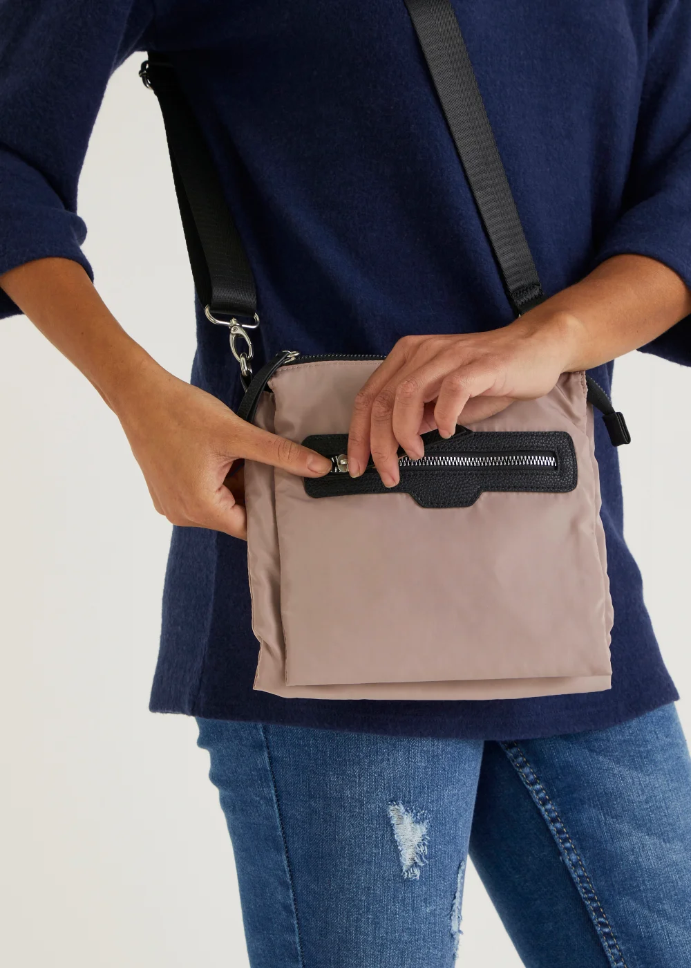 Blush Nylon Messenger Crossbody Bag - One Size Image 1