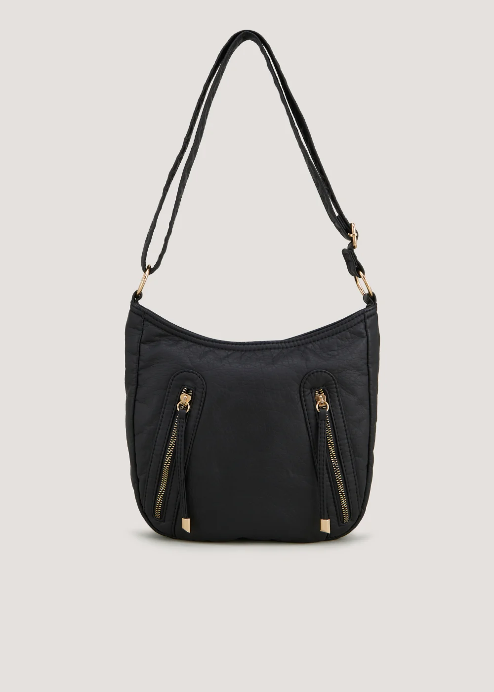 Black PU Messenger Crossbody Bag - One Size Image 2