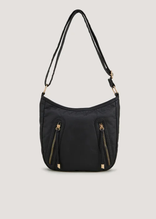 Black PU Messenger Crossbody Bag - One Size Image 2
