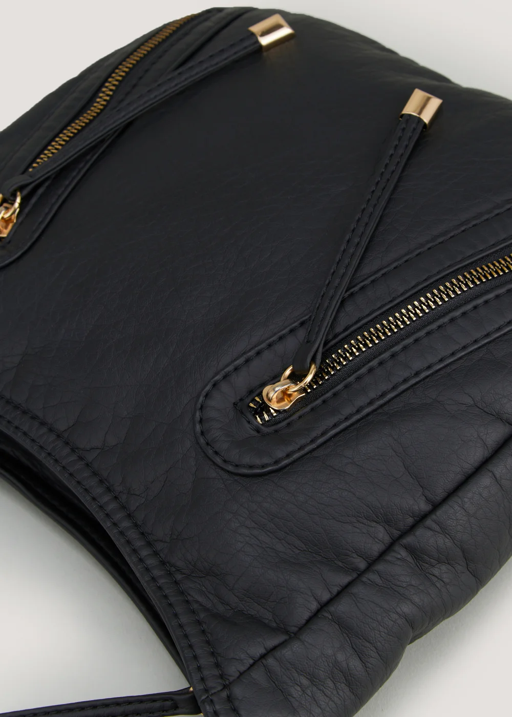 Black PU Messenger Crossbody Bag - One Size Image 4