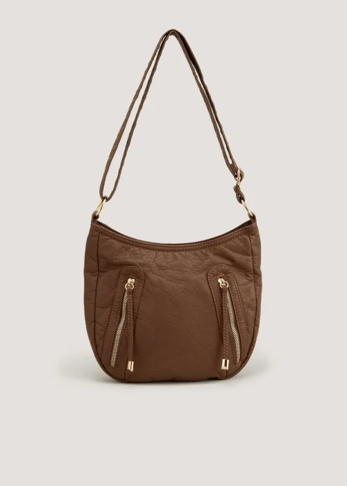 Tan PU Messenger Crossbody Bag - One Size Image 2