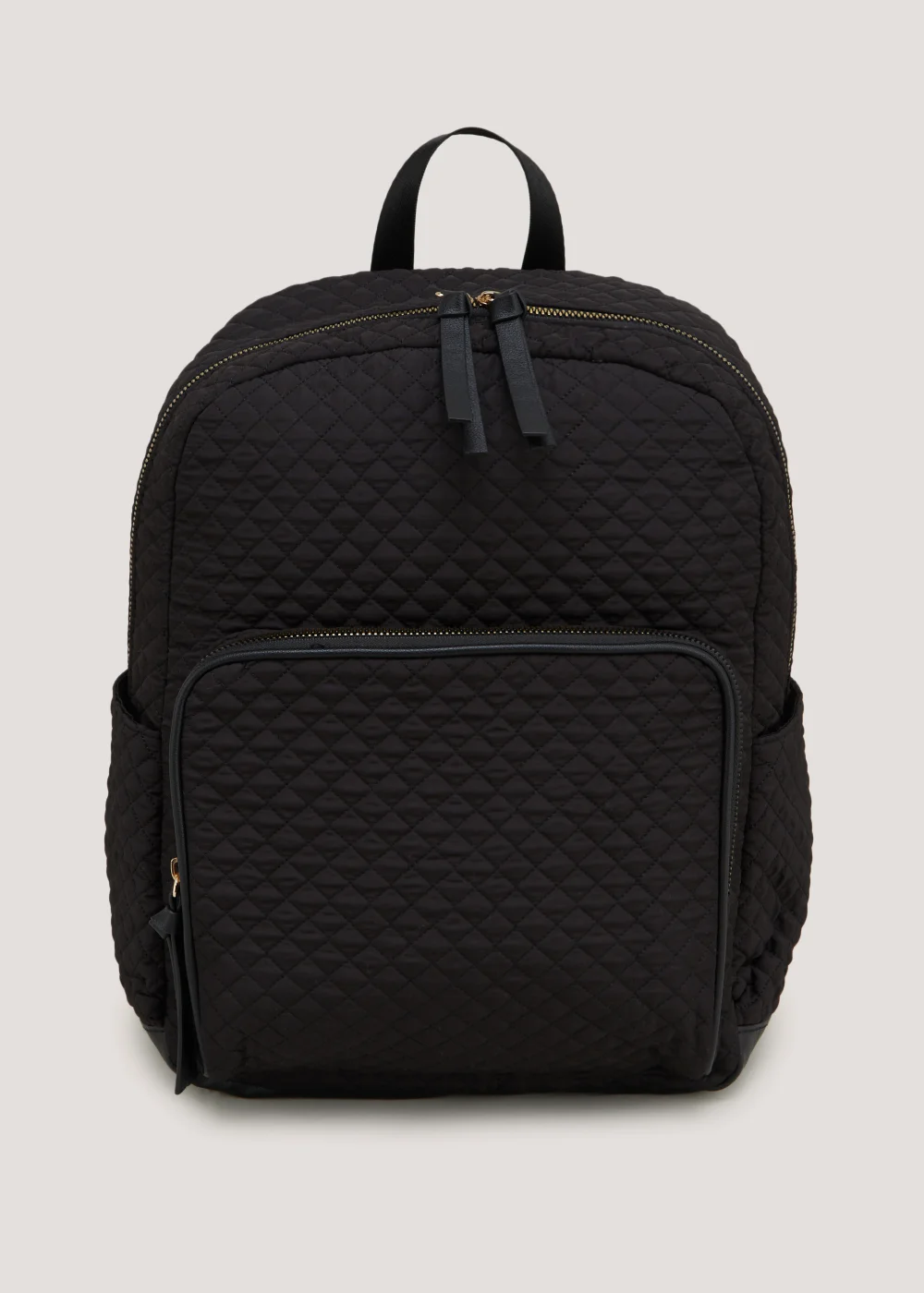 Black Quilted Backpack - One Size Image 4