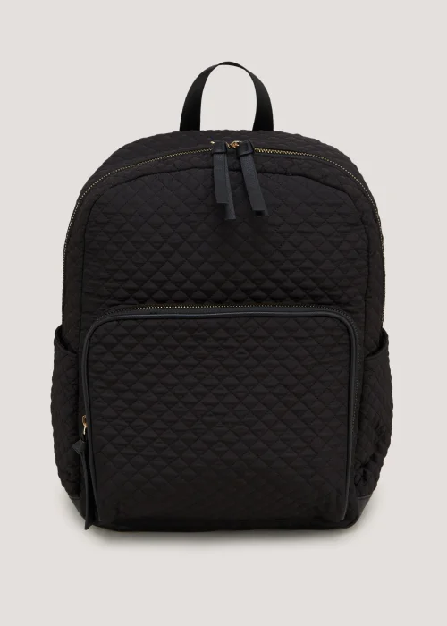Black Quilted Backpack - One Size Image 4