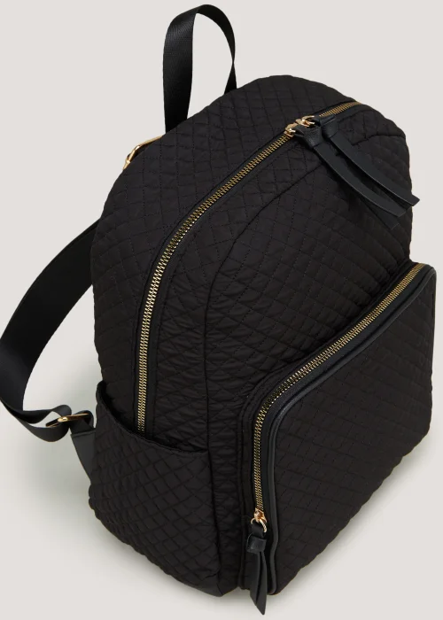 Black Quilted Backpack - One Size Image 2