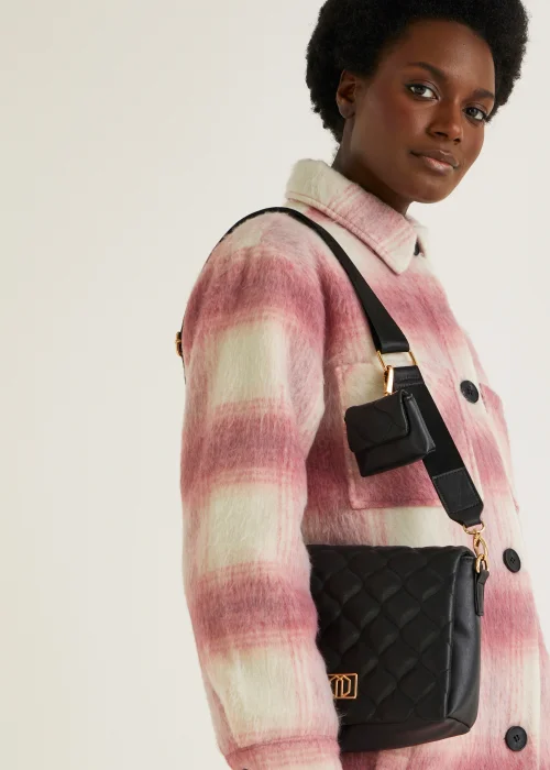Black Quilted Crossbody Bag - One Size Image 3