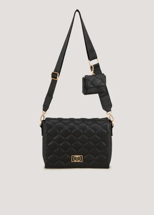 Black Quilted Crossbody Bag - One Size Image 4