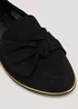 Black Wide Fit Gold Trim Bow Loafers - Size 3 Image 2