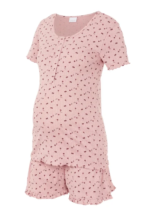 Mamalicious Maternity Pink Floral Short Pyjama Set - S - UK 8 Image 1
