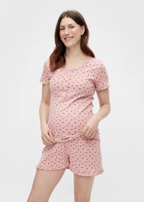 Mamalicious Maternity Pink Floral Short Pyjama Set - S - UK 8 Image 3