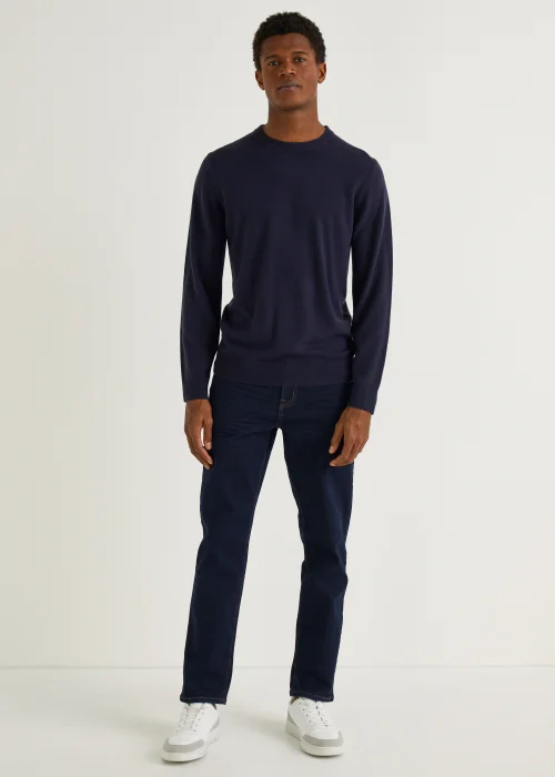 Navy Soft Touch Crew Neck Jumper - Small Image 3