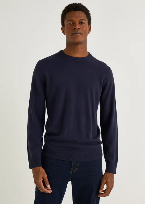 Navy Soft Touch Crew Neck Jumper - Small Image 1