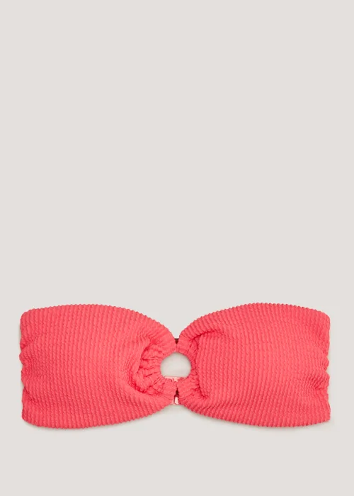 Coral Crinkle Ring Bandeau Bikini Top - Size 6 Image 4