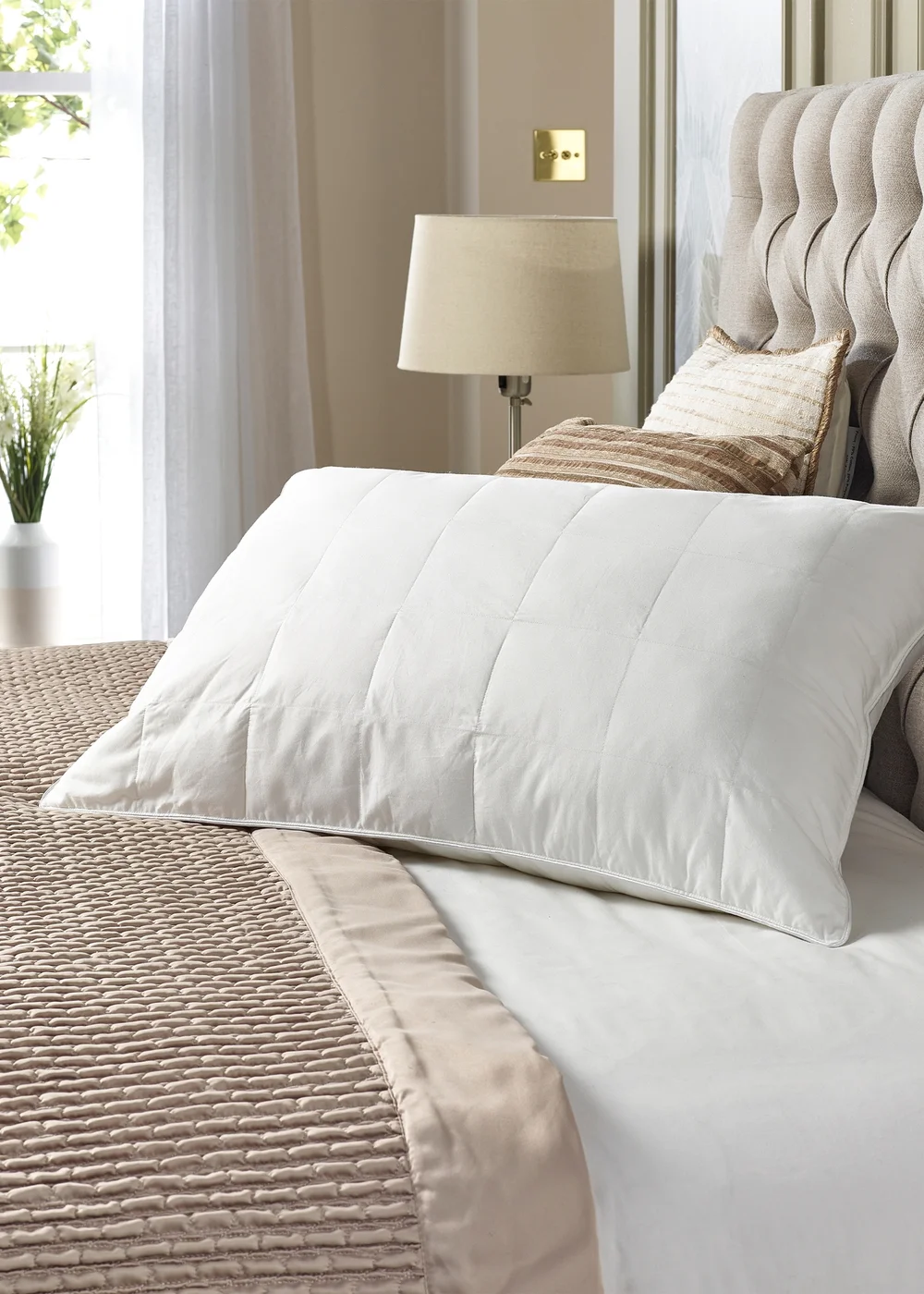 Slumberdown Cotton Touch Quilted Pillow - One Size Image 2