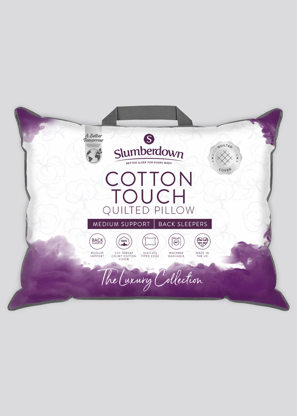 Slumberdown Cotton Touch Quilted Pillow - One Size Image 1