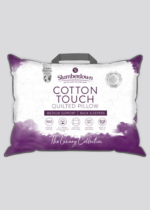 Slumberdown Cotton Touch Quilted Pillow - One Size Image 1