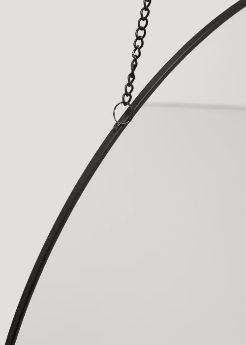 Black Round Mirror with Chain (40cm) Image 2