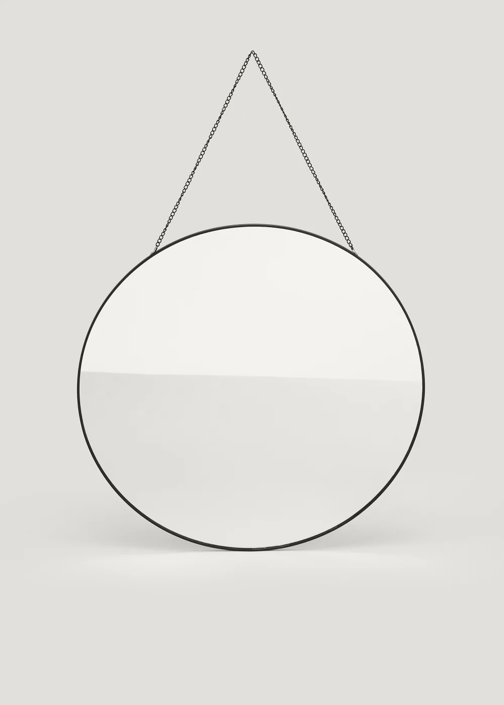 Black Round Mirror with Chain (40cm) Image 1