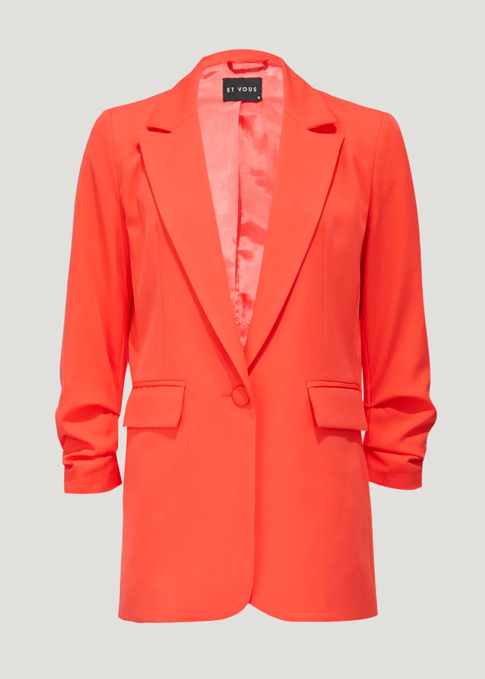 Et Vous Orange Ruched Sleeve Blazer - 8 Image 4