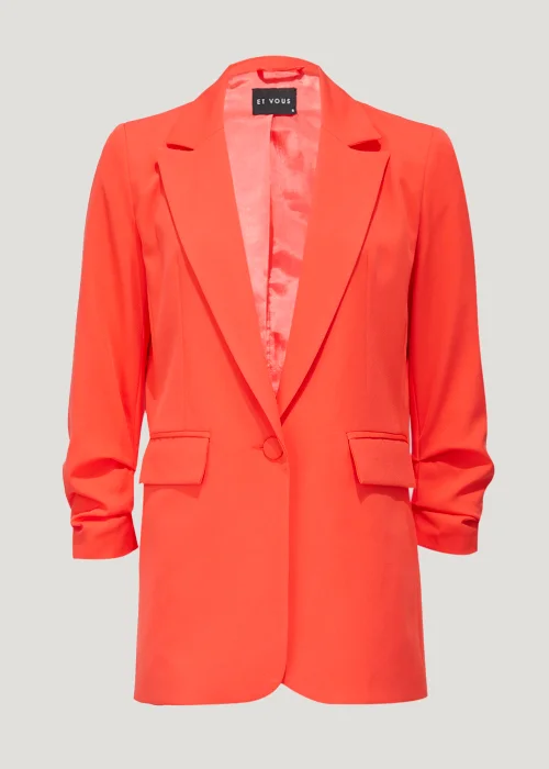 Et Vous Orange Ruched Sleeve Blazer - 8 Image 4