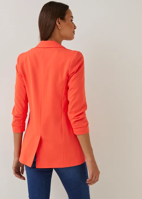Et Vous Orange Ruched Sleeve Blazer - 8 Image 2