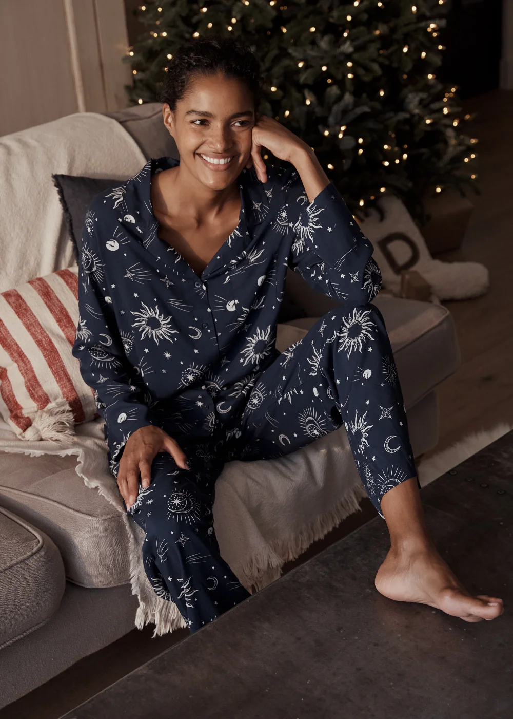 Navy Cosmic Button Up Pyjama Set - Size 8 Image 5