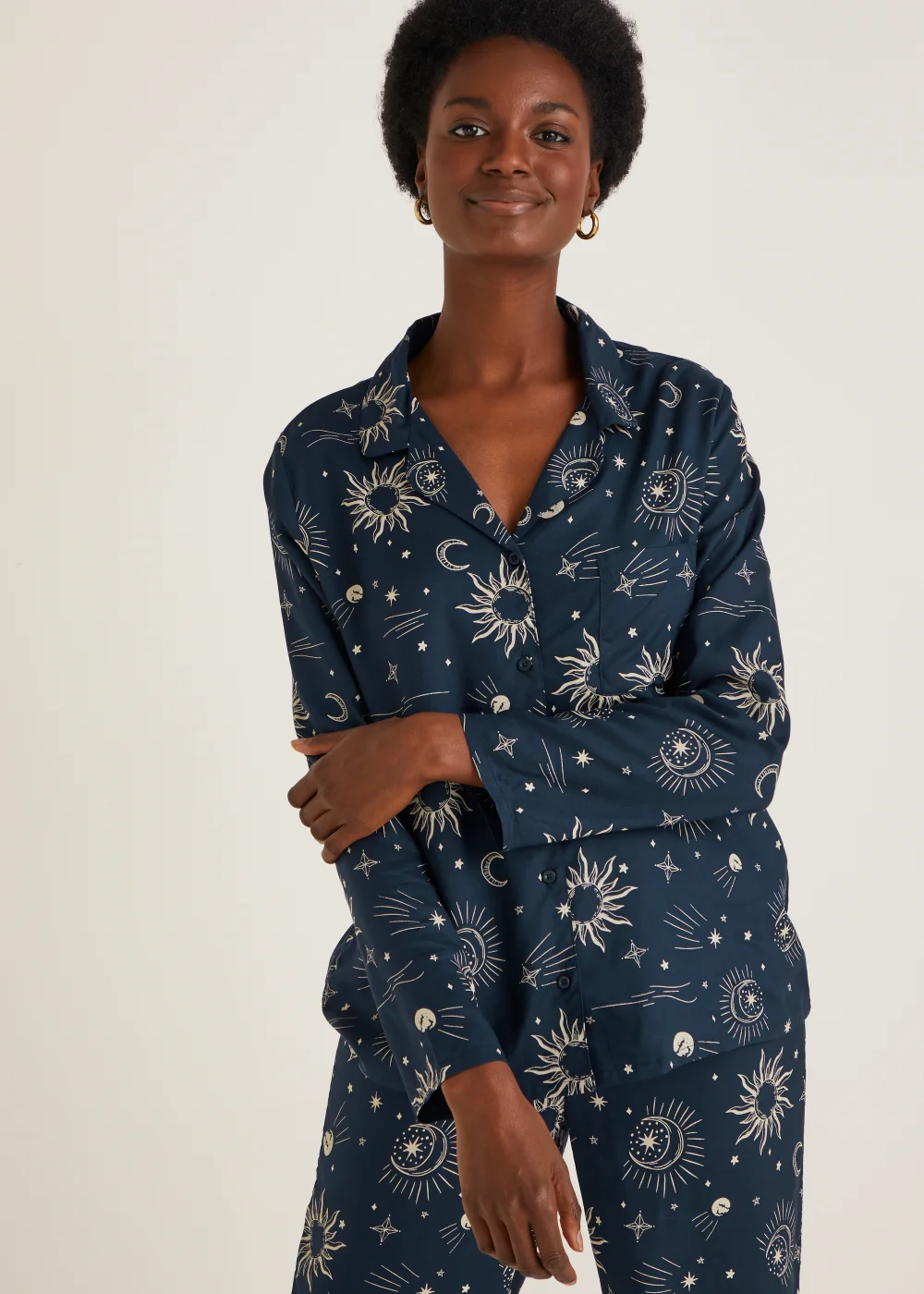 Navy Cosmic Button Up Pyjama Set - Size 8 Image 3