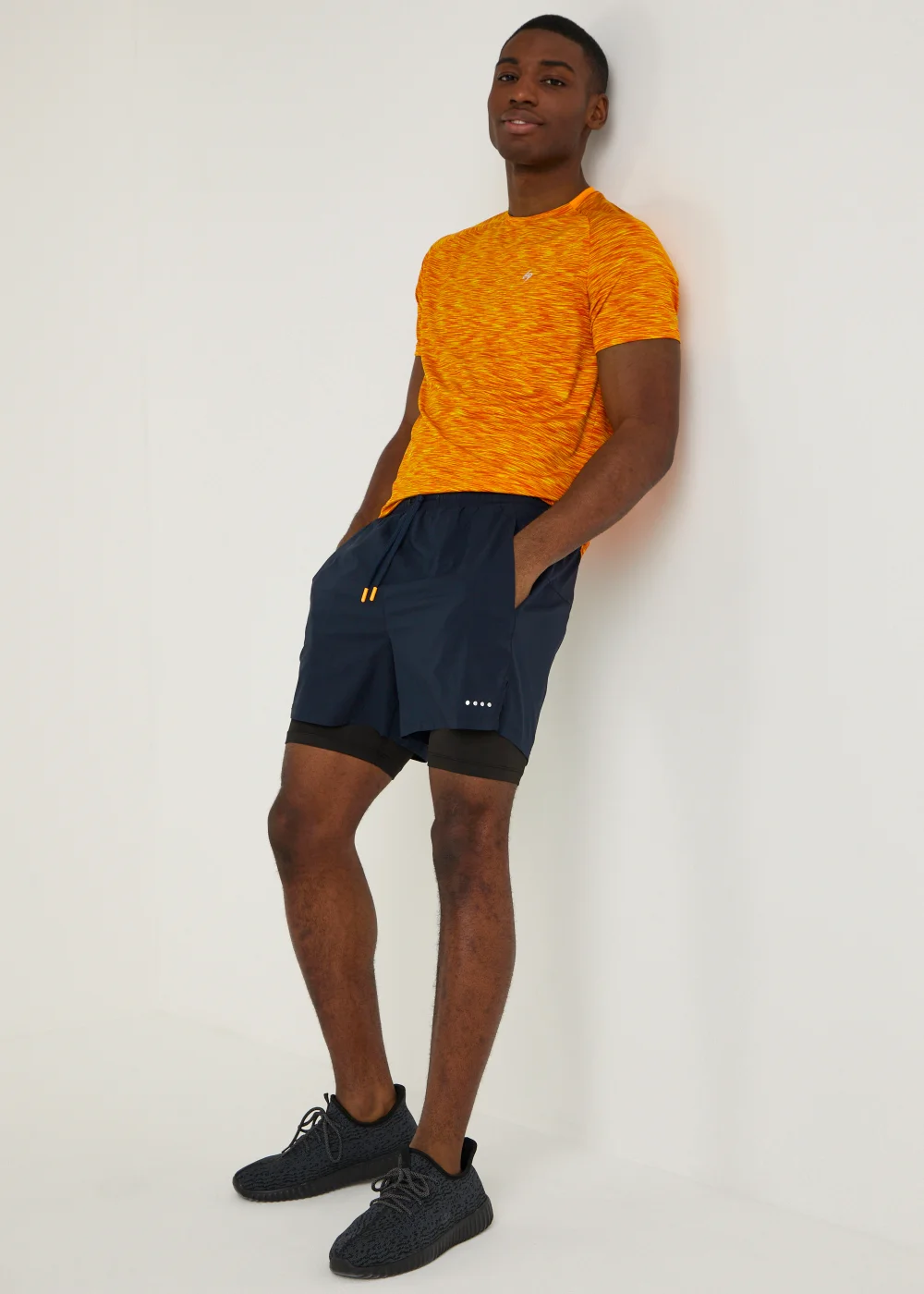 Souluxe Navy 2 in 1 Sports Shorts - S Image 3