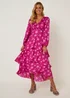 Be Beau Pink Star Print Tiered Midaxi Dress - Size 6 Image 1