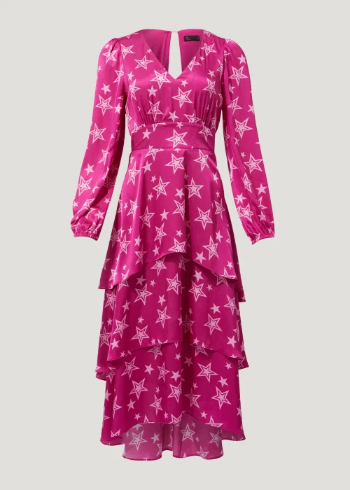 Be Beau Pink Star Print Tiered Midaxi Dress - Size 6 Image 2