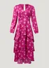 Be Beau Pink Star Print Tiered Midaxi Dress - Size 6 Image 2