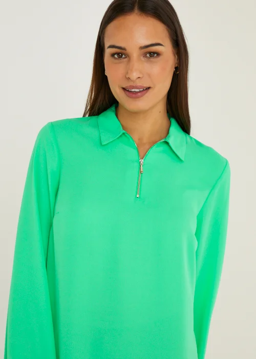 Et Vous Green Zip Blouse - Size 8 Image 2