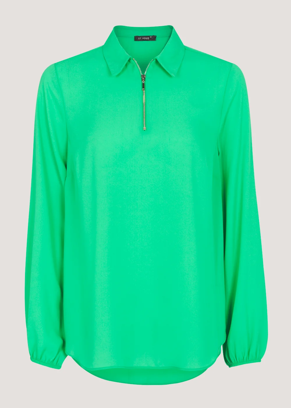 Et Vous Green Zip Blouse - Size 8 Image 5