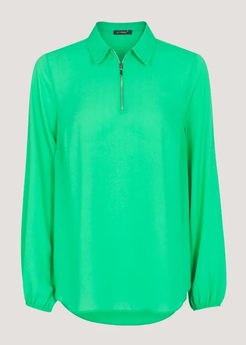Et Vous Green Zip Blouse - Size 8 Image 5