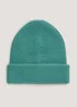 Green Ribbed Beanie Hat - One Size Image 1