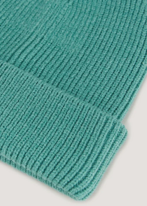 Green Ribbed Beanie Hat - One Size Image 2