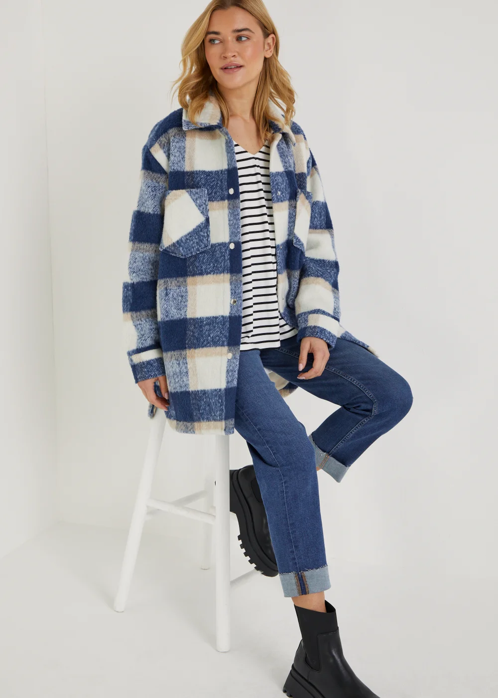 Blue Check Shacket - 8 Image 3