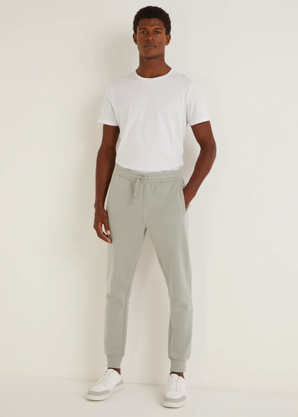 Cream Slim Fit Cuffed Joggers - Extra small Image 1