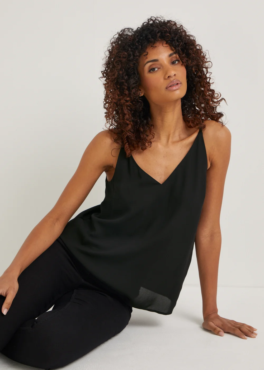 Black Essential Double Strap Cami Top - 8 Image 3
