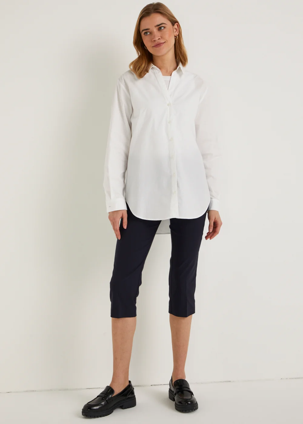 Navy Bengaline Cropped Trousers - Size 8 Image 2