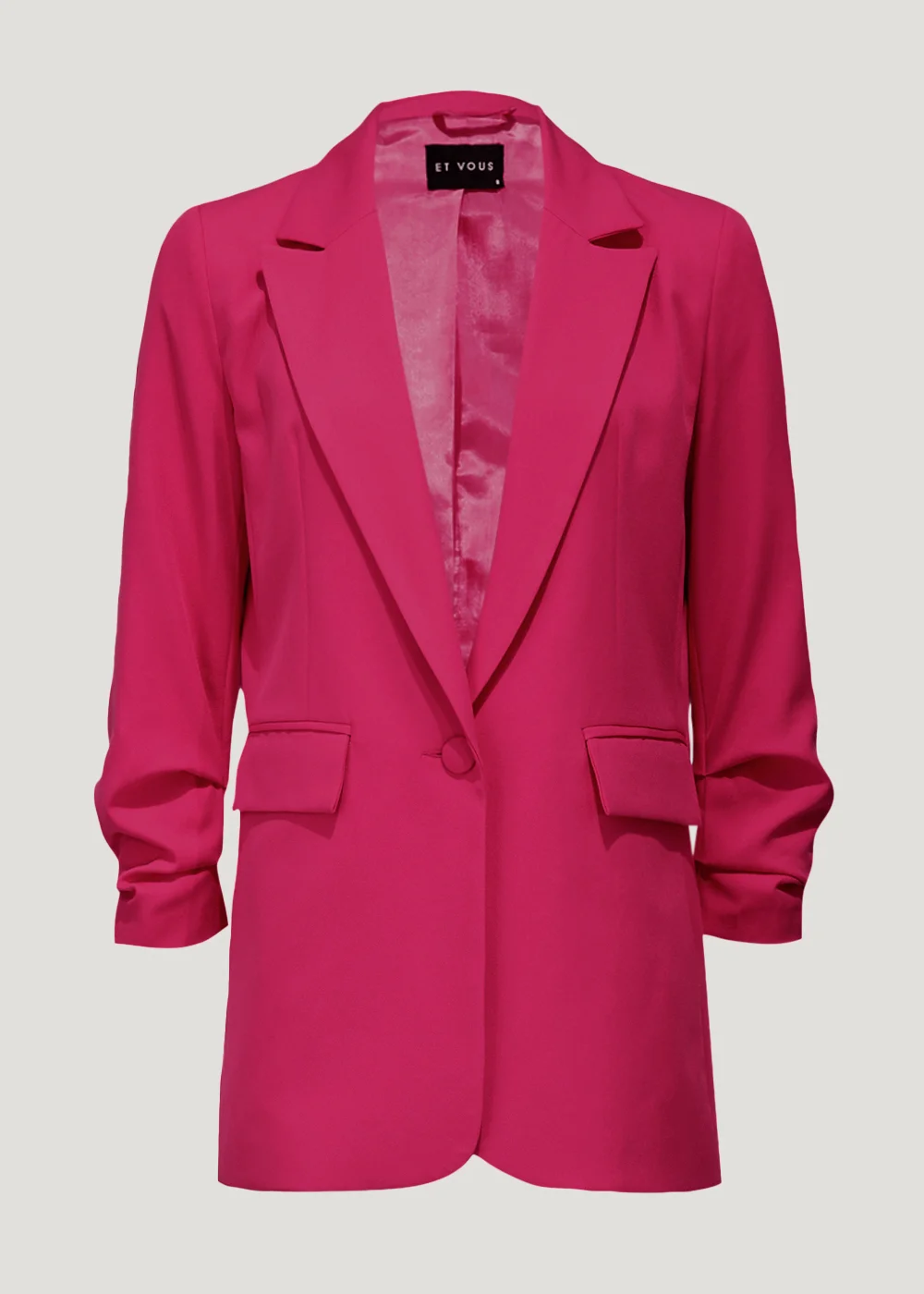 Et Vous Pink Ruched Sleeve Blazer - 8 Image 4
