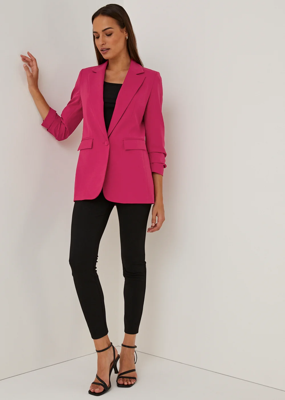 Et Vous Pink Ruched Sleeve Blazer - 8 Image 5